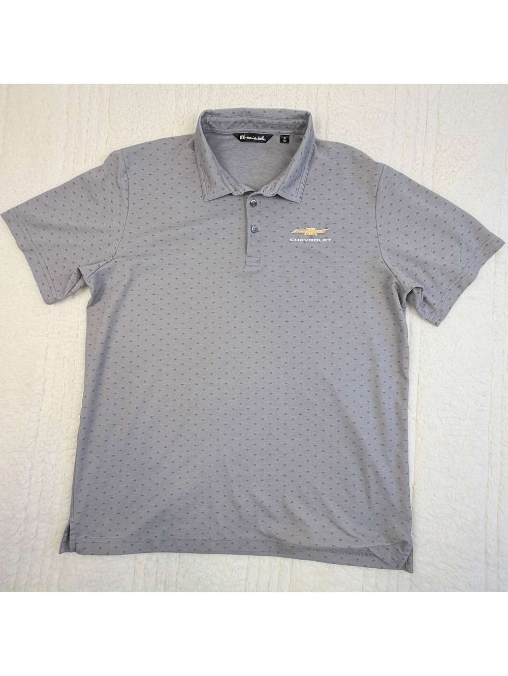 TravisMathew Chevrolet Golf Polo Shirt Mens XL Gray Embroidered Chevy Logo